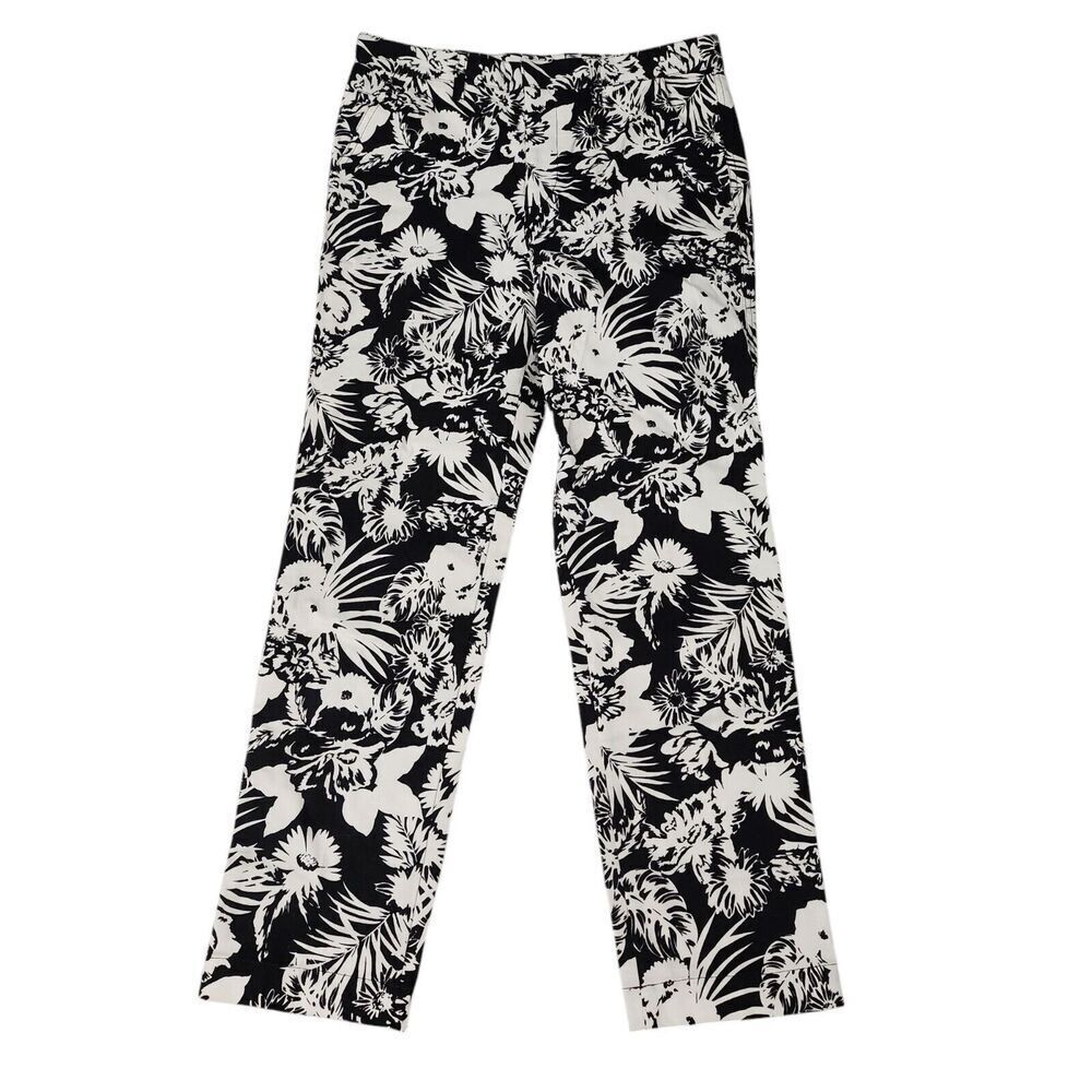 Macphee‎ Tomorrowland Pants Womens 8 US Black White Floral Straight Leg Size 38